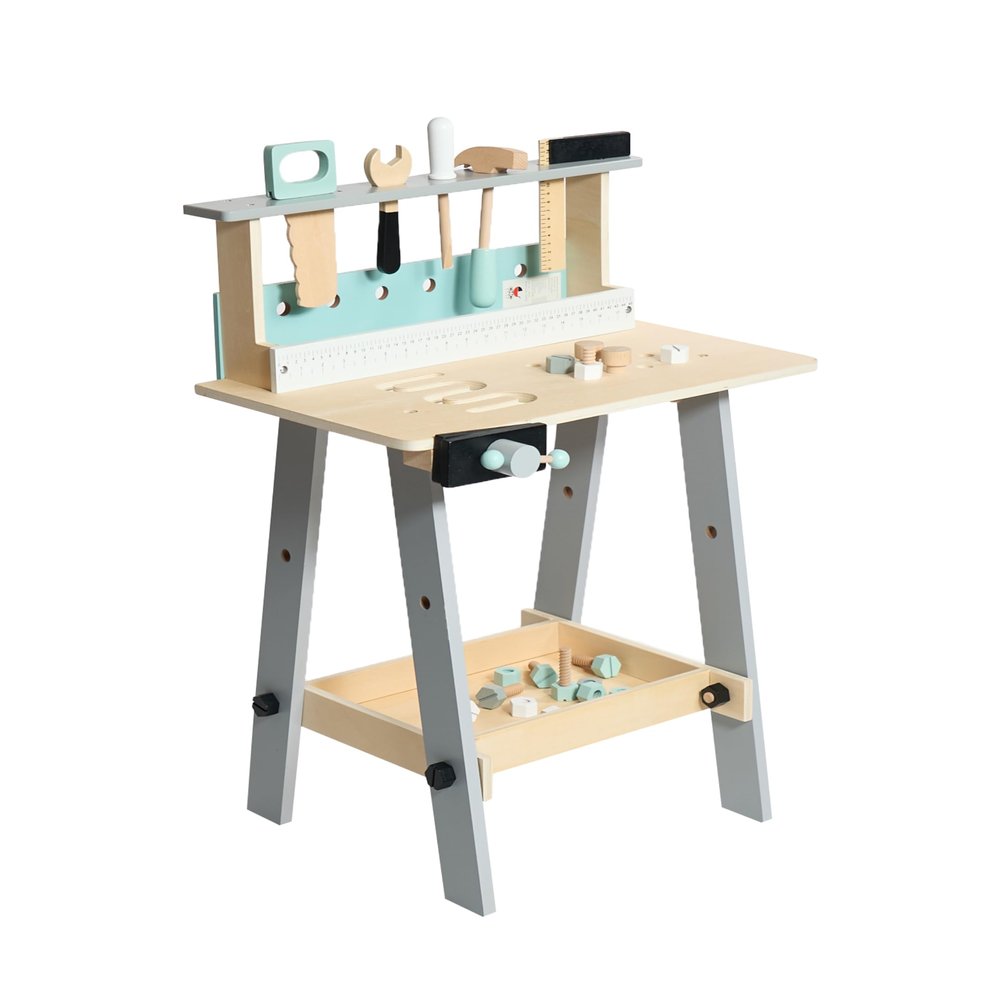 Bayer Chic 2000 278 30 Children's Wooden Workbench with Tools and Accessories, Tool Bench, Colourful, Large