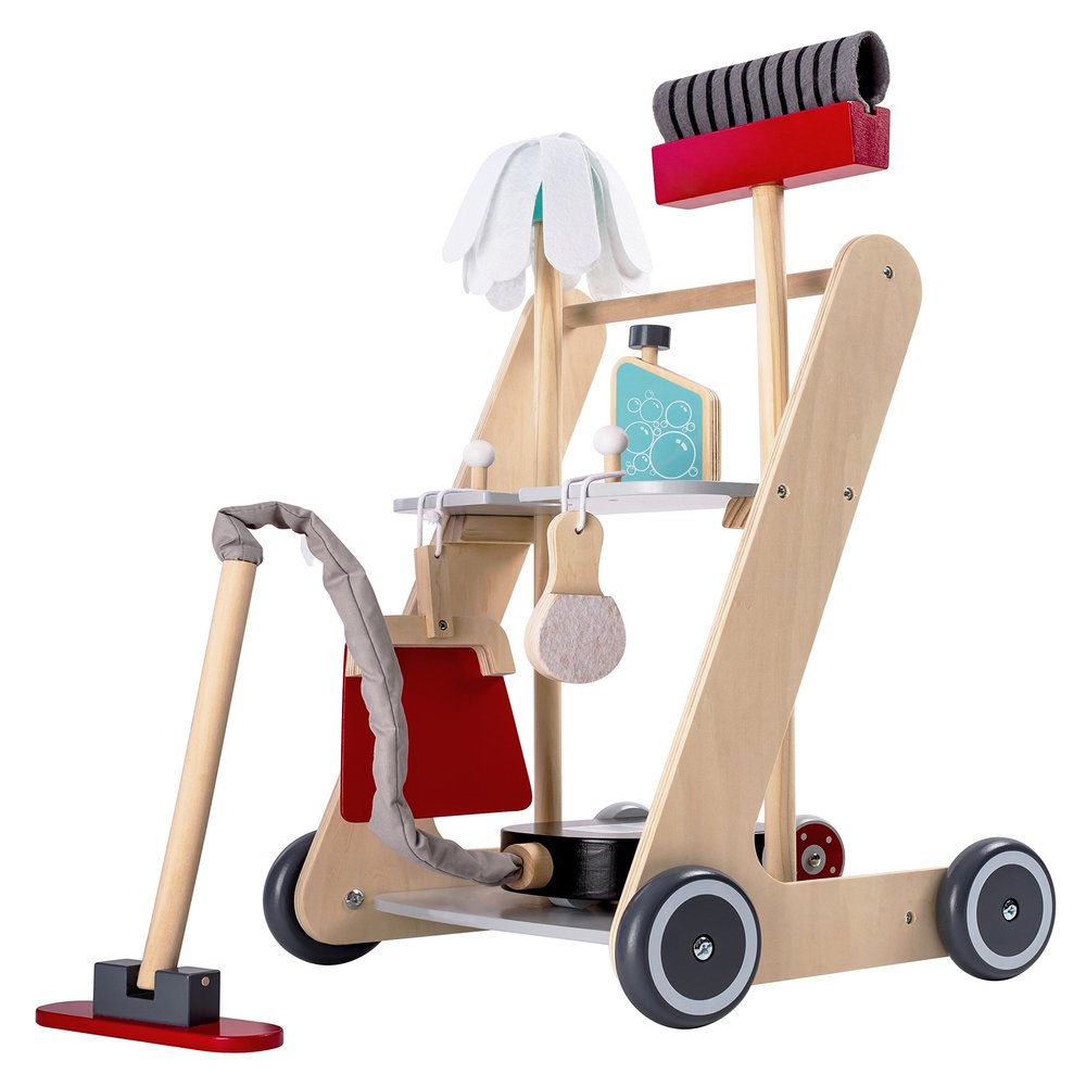Bayer Chic 2000 277 01 Children's Cleaning Trolley Wooden Broom Trolley with Vacuum Cleaner and Accessories