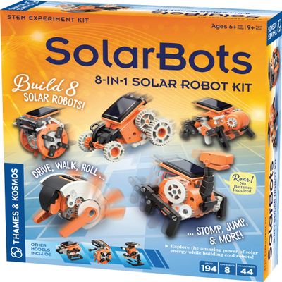 Thames & Kosmos SolarBots: 8-in-1 Solar Robot STEM Experiment Kit | Build 8 Cool Solar-Powered Robots in Minutes | No Batteries Required | Learn About Solar Energy & Technology | Solar Panel Included
