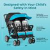 Gaggle by Foundations Compass Quad Stroller - 4 Seat Stroller Wagon for Daycare & Preschool | Foldable, UV Canopy, 5-Point Harness, Large Storage - Teal view 2