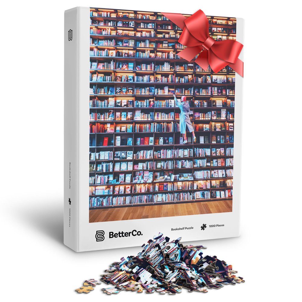 BetterCo. - Bookshelf Library Jigsaw Puzzle 1000 Pieces - Difficult Jigsaw Puzzles 1000 Pieces - Challenge Yourself with 1000 Piece Book Puzzles for Adults and Teens