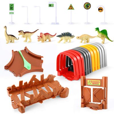 QUOXO Track Accessories for Create A Dinosaur World Road Race,Flexible Track Playset More Fun(Tunnel + Accessories)