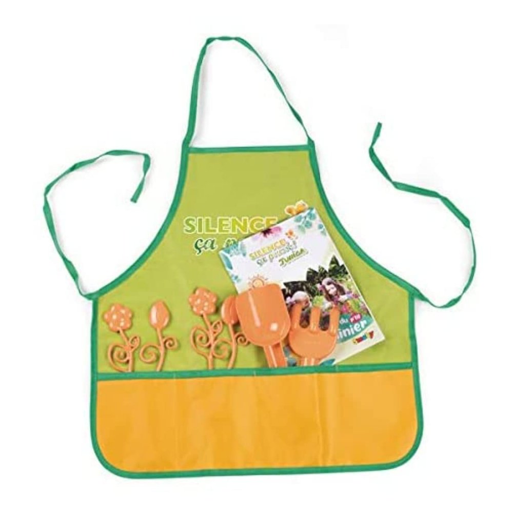 Smoby - Silence a Pousse - Children's Gardening Apron - Integrated Pockets - Rake + Shovel - 870310 - Green