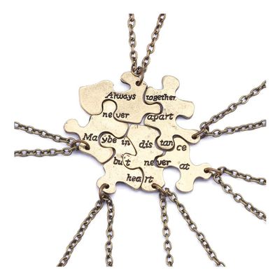 TENDYCOCO Necklace for 6 Never Apart Puzzle Friends Sister Necklace Lettering Family Friendship Jewelry Set 6pcs