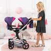 Bayer Twin Doll Pram Neo,Blue With Unicorn and Hearts,18 Inch view 4