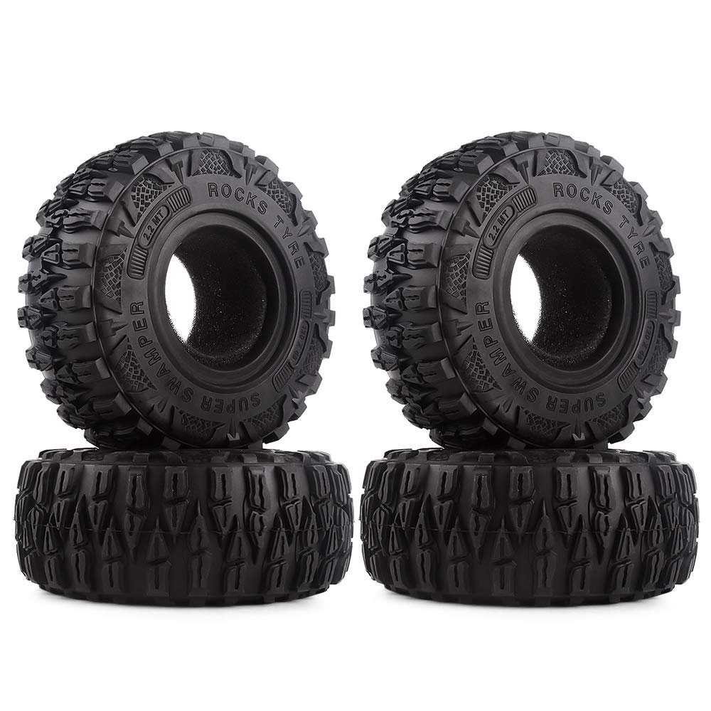 INJORA RC Tires 4pcs 2.2Inch Rubber Tyre Set Wheel Tires for 1:10 RC Rock Crawler TRX4 TRX-6 Axial SCX10 90046, 120 * 48mm