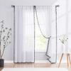 Treatmentex Black and White Sheer Curtains for Living Room 95" Long Linen Curtain Draperies for Nursery Room Decorative Pompom Voiles 2 Panels view 1