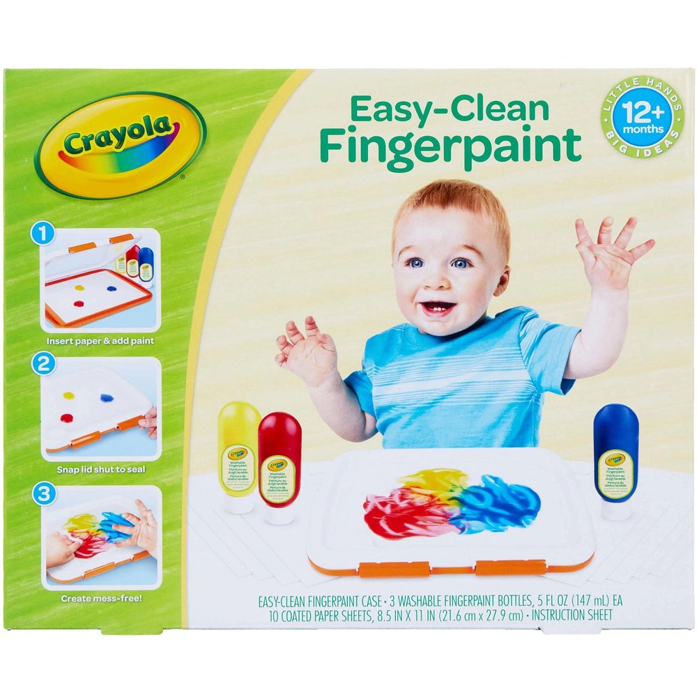 Crayola Mess Free Finger Painting Station Washable Finger Paint for Toddlers, Christmas Gifts for Grandkids, Arts & Crafts Set, Sensory Activity, Travel Toy, Ages 1+