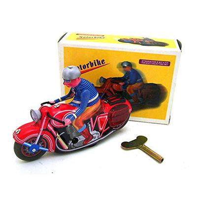 Charmgle Retro Wind-up Motorcycle Toy Spring Tin Toys Adult Collection Toy Novelty Ornament Christmas Father Gifts Red