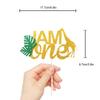 I AM ONE Birthday Cake Topper - Real Wild Child First Birthday - Smash Jungle Safari Animals Gifaffe Cake Dcor - Baby Shower Welcome Baby Party Decoration view 4