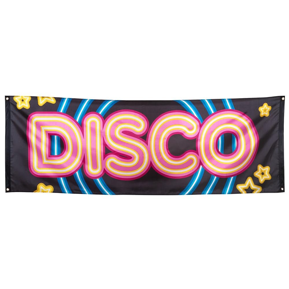 Boland 00753 Banner Disco, Size 74 x 220 cm, Polyester, Disco Fever, 70s, Wall Decoration, Hanging Decoration, Flag, Party Decoration, Birthday, Theme Party, Carnival