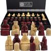The Isle of Lewis Chessmen - Regency Chess Official Lewis Chess Set - RED Edition - 4 Queens view 1