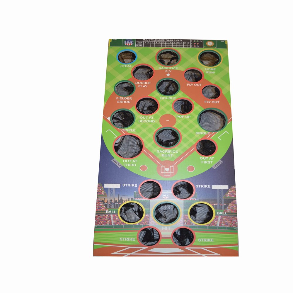 Baseball-Themed Bean Bag Toss Game with UV-Printed Game Board and Hand-Stitched Bean Bags