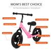 Birtech 12 Inch Toddler Balance Bike for Kids 2-6 Years Old, Adjustable Seat Height, Indoor Outdoor Toy Bicycle With No Pedals, Pink view 2