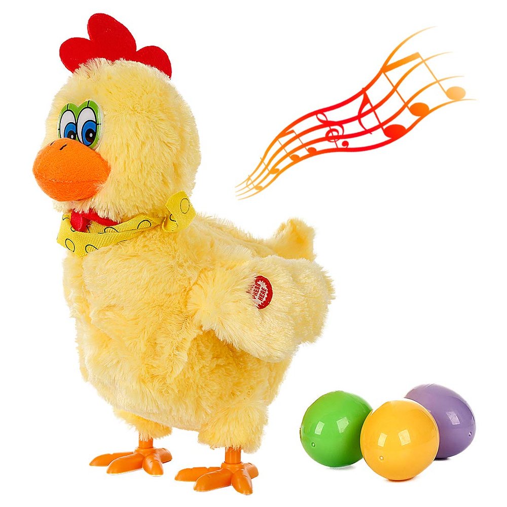 AOSUYOU Easter Chicken Animal Toy Doll Laying Egg Electric Crazy Plush Chicken with Sound Music