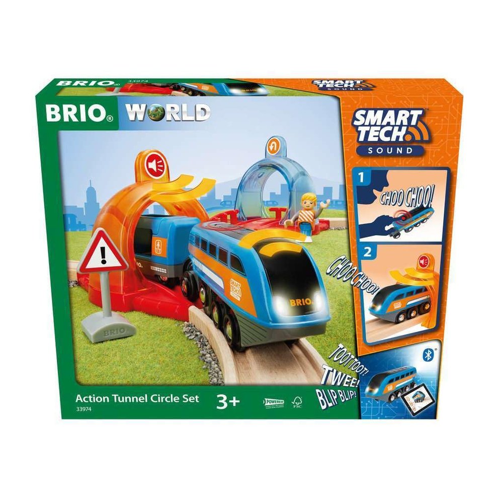Brio 33974 World-Smart Tech Sound-Action Tunnel Circle Set | Interactive Toy Train Set | Enhances Motor Skills | FSC Certified Wood | Compatible with All BRIO Tracks and Vehicles