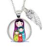 stintless charming Jewelry Russian Nesting Doll Matryoshka Babushka Russian Stacking Dolls Glass Tile Pendant Necklace,Bridesmaid Gift Birthday gift-JV214 view 1