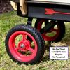 Flexible Flyer All-Terrain Wagon for Kids with Steel Bed & Wood Sides, Extra-Long Pull Handle for Adults, Heavy Duty Toy, Garden & Beach Baby Wagon, Black & Red view 3