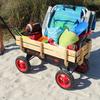 Flexible Flyer All-Terrain Wagon for Kids with Steel Bed & Wood Sides, Extra-Long Pull Handle for Adults, Heavy Duty Toy, Garden & Beach Baby Wagon, Black & Red view 4