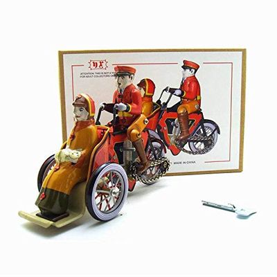 Charmgle Retro Tin Wind-up Rickshaw Toy Spring Clockwork Tricycle Adult Collection Home Party Decor