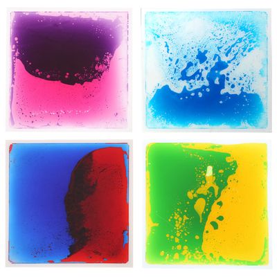 Fun And Function  Jumbo Gel Floor Tiles - Large (20 x 20 Inch) Liquid Floor Tiles for Sensory Needs  Sensory Floor Tiles for School, Office, Clinic Floor - Multi-Colored - 4 Pack  Ages 3+
