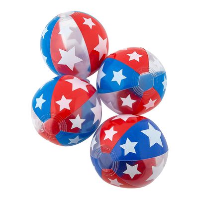 Fun Express RED White Blue Beachball 5IN - Toys - 12 Pieces