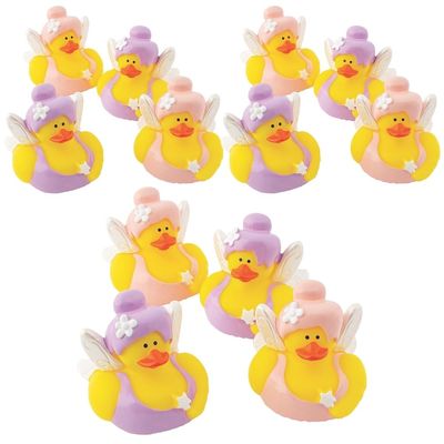 Fun Express Rubber Ducks, Assorted Styles, 12 Pieces, Birthdays, Grand Events, Party Favors, Table Decorations, Treasure Chest Supplies (Fairy)