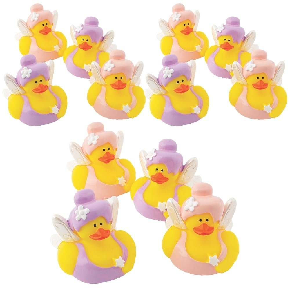 Fun Express Rubber Ducks, Assorted Styles, 12 Pieces, Birthdays, Grand Events, Party Favors, Table Decorations, Treasure Chest Supplies (Fairy)