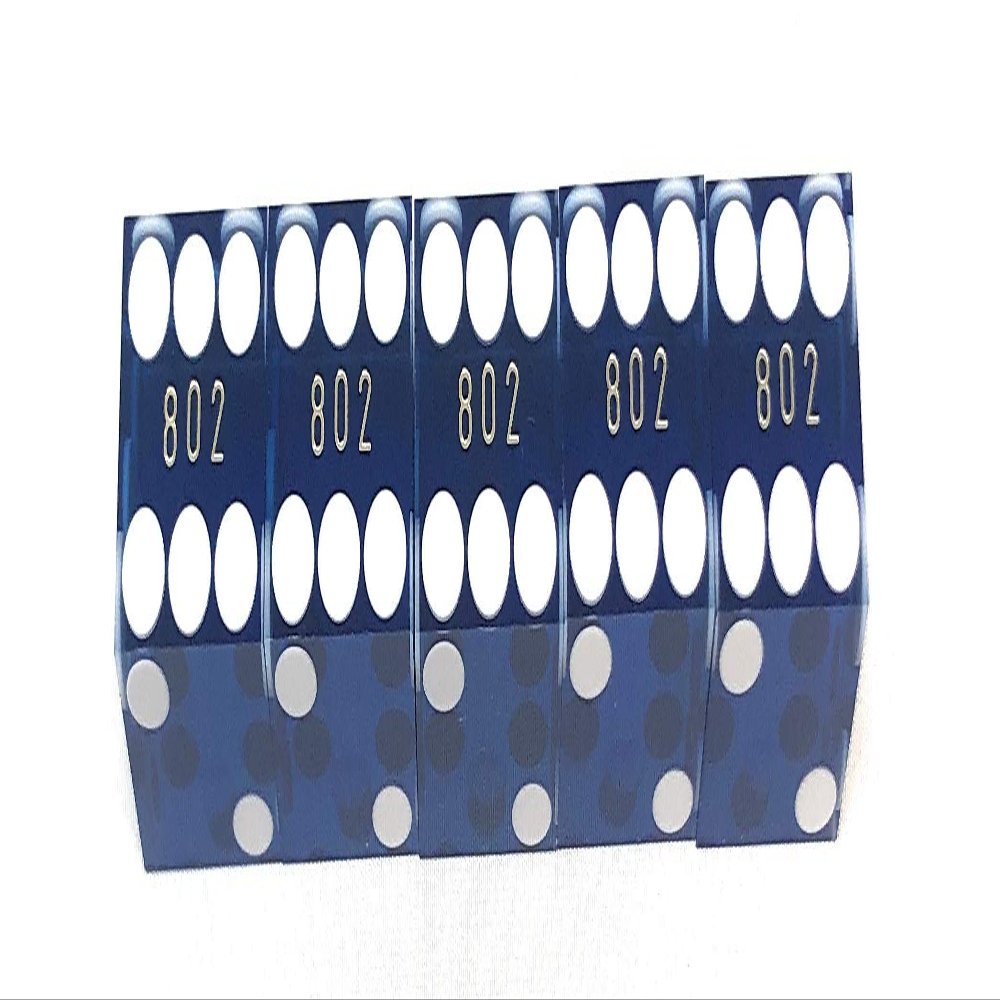 1 Stick of 5 Blue Polished Casino Dice 19 mm (3/4) from Gamblers General Store