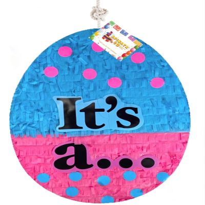 APINATA4U 19" Easter Egg Pinata for Easter Gender Reveal with Polka Dots Pink & Blue Color He or She Boy or Girl