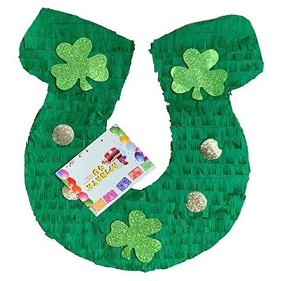 APINATA4U St. Patrick's Day Pinata Horseshoe Green Color Pinata With Shamrock Accents