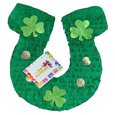 APINATA4U St. Patrick's Day Pinata Horseshoe Green Color Pinata With Shamrock Accents