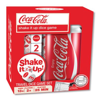 MasterPieces Officially Licensed Coca Cola Shake It Up Dice Set, Branded Dice Cup with Scorepad, Collectible Party Play for Travel or Game Night, Coca Cola Gifts for Fans & Collectors, Great Gift Idea