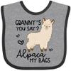 inktastic Granny's You Say Alpaca My Bags Baby Bib Heather and Black 3aab4 view 1