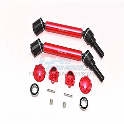 GPM For Traxxas 1/10 Maxx 4WD Monster Truck Upgrade Parts Harden Steel+Aluminum Front Or Rear Adjustable CVD Drive Shaft + Hex Adapter + Wheel Lock - 12Pc Set Red
