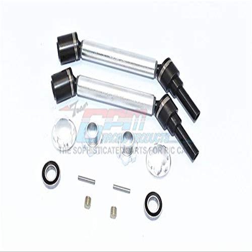 GPM For Traxxas 1/10 Maxx 4WD Monster Truck Upgrade Parts Harden Steel+Aluminum Front Or Rear Adjustable CVD Drive Shaft + Hex Adapter + Wheel Lock - 12Pc Set Silver