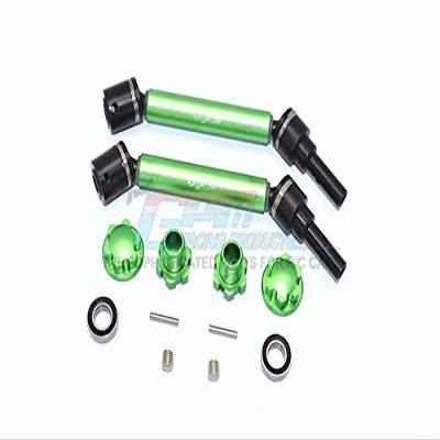 GPM For Traxxas 1/10 Maxx 4WD Monster Truck Upgrade Parts Harden Steel+Aluminum Front Or Rear Adjustable CVD Drive Shaft + Hex Adapter + Wheel Lock - 12Pc Set Green