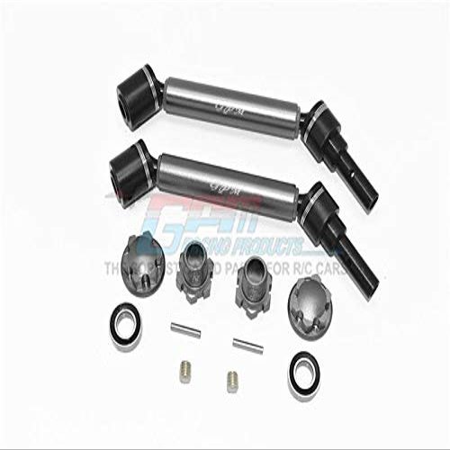 GPM For Traxxas 1/10 Maxx 4WD Monster Truck Upgrade Parts Harden Steel+Aluminum Front Or Rear Adjustable CVD Drive Shaft + Hex Adapter + Wheel Lock - 12Pc Set Gray Silver