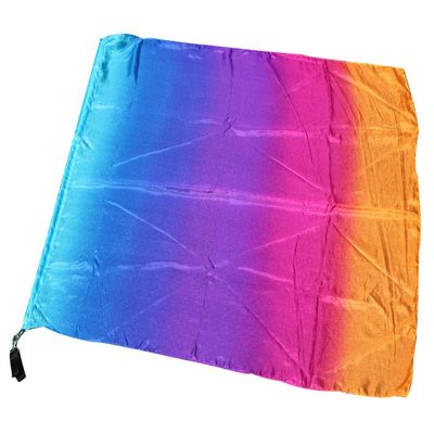 Winged Sirenny 81cm Colorful Flowy Spinning Silk Flag Poi with Rod, Church Liturgical Praise Prophetic Worship Adoration Dance Banner Poi Streamer, Practice Play Silk Poi Flag (Iridescence)