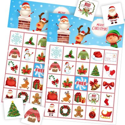 Funnlot Christmas Bingo for Kids Christmas Bingo Game for Large Group Holiday Christmas Games for 24 Players Xmas Gifts for Preschool Classroom Family Activity Snowman Bingo