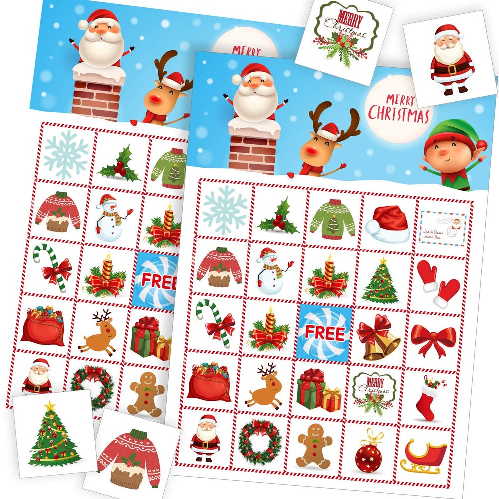 Funnlot Christmas Bingo for Kids Christmas Bingo Game for Large Group Holiday Christmas Games for 24 Players Xmas Gifts for Preschool Classroom Family Activity Snowman Bingo