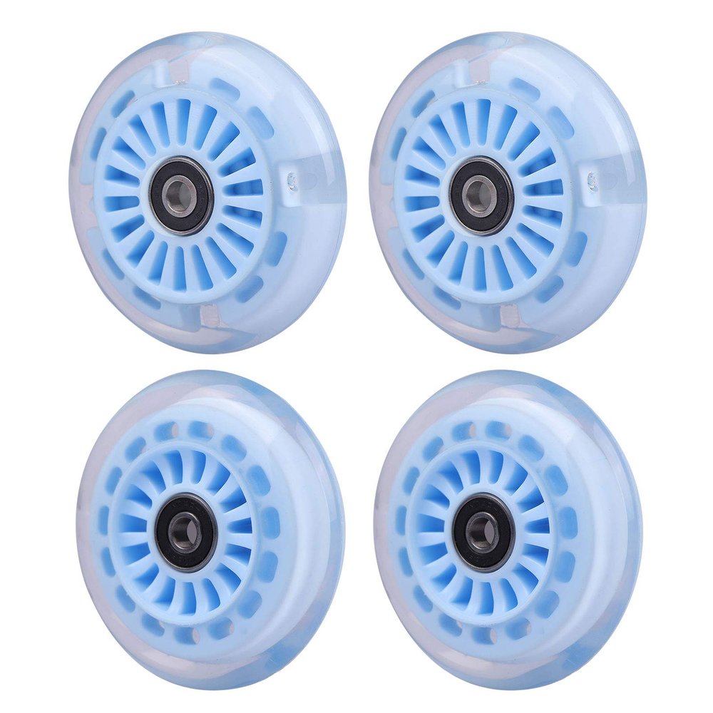 Wiggle Car Polyurethane Replacement Wheels Set (Front,2P Light Up), Swing Car Wheels Pack (Rear,2P Narrower) Upgrade for Ride-on Toys (Sky Blue)