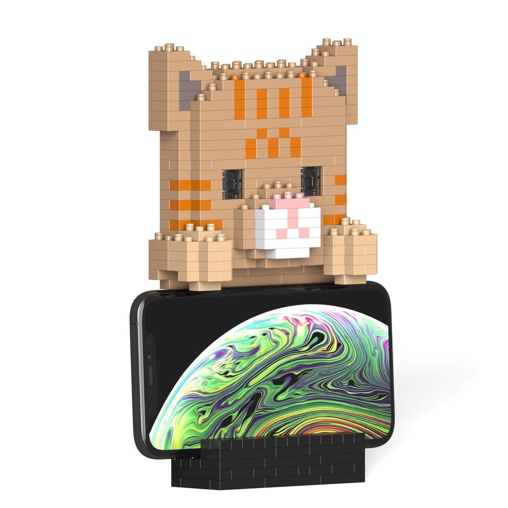JEKCA Tabby Cat Phone Stand 01S | Plastic Building Blocks | Stationary | Age 14+