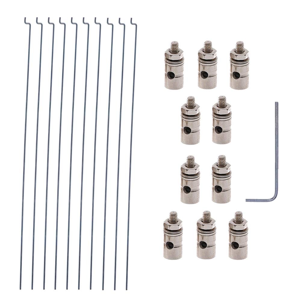 20PCs Adjustable Pushrod Connector Linkage Stopper Dia 1.3mm and 1.2 x 200mm/7.8Inch Steel Z Push Rods DIY Parts for RC Airplane Model Aircraft Boat