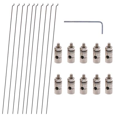 10PCs Steel Z Push Rods 1.2 x 140mm and 10PCs Adjustable Pushrod Connector Linkage Stopper 1.3mm DIY Parts for RC Airplane Model Aircraft Boat