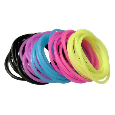 50 Pcs Silicone Jelly Bracelets Assorted Colors Neon Retro Bands for 80s Party Favors for Women Girls Kids (Black, Purple, Pink, Yellow, Blue)