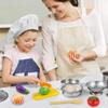 KODATEK Play Kitchen Accessories, Kids Kitchen Pretend Play Toys, Kitchen Set with Stainless Steel Cooking Utensils Cookware Pots and Pans Set Healthy Vegetables, Knife, Apron, Little Chef Boys Girls view 2