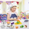 KODATEK Play Kitchen Accessories, Kids Kitchen Pretend Play Toys, Kitchen Set with Stainless Steel Cooking Utensils Cookware Pots and Pans Set Healthy Vegetables, Knife, Apron, Little Chef Boys Girls view 4