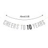 Cheers to 10 Years Banner Happy 10th Birthday 10th Anniversary Banner Celebration Party Decoration Supplies Silver Glitter view 2