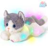 Houwsbaby 15" Gray Light up Kitty Stuffed Animal Cat Floppy LED Plush Toy Kitten Night Lights Glow Pillow Birthday Festival Christmas Halloween Presents for Kids Toddler Girls view 1